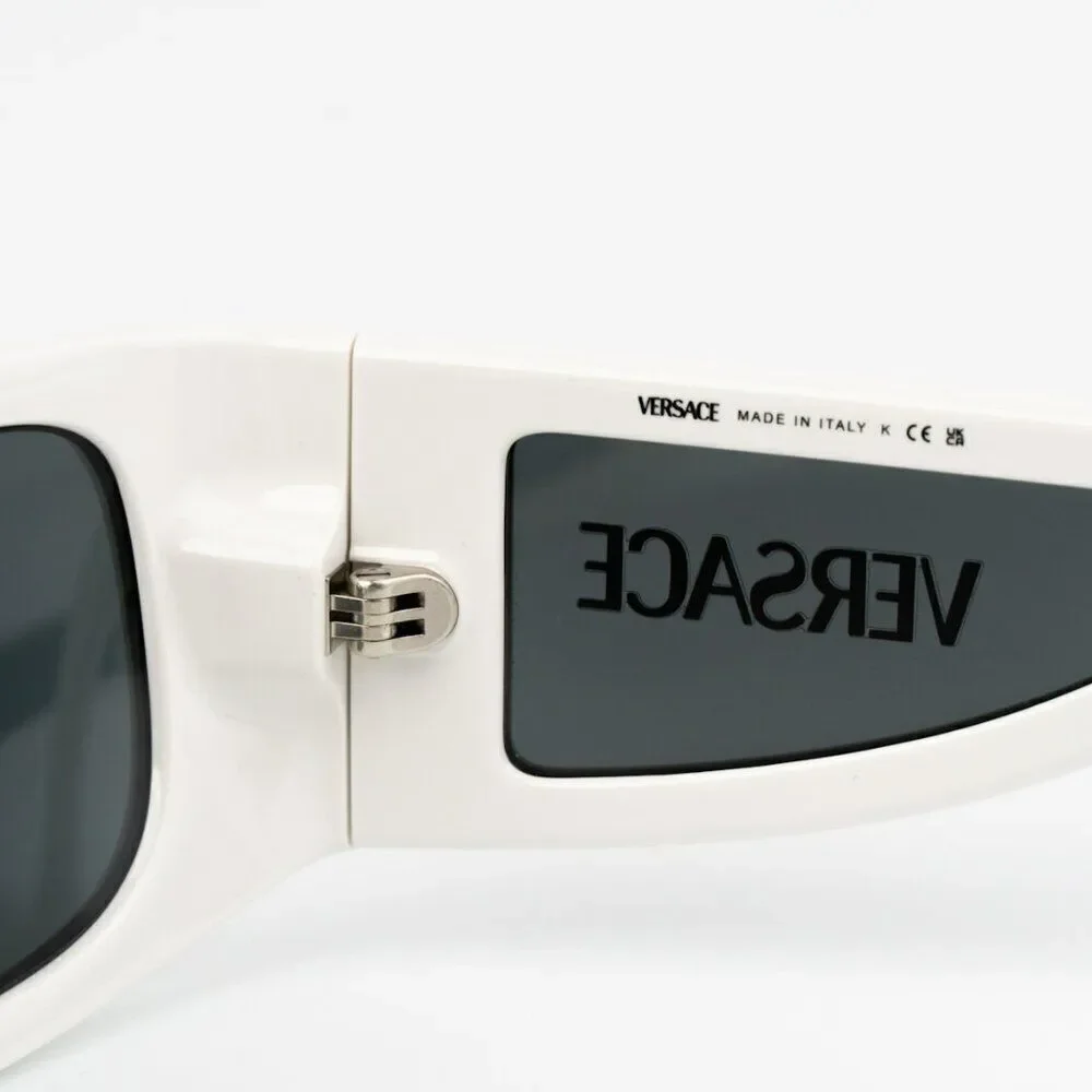 NEW Versace VE4482 314/87 White Dark Grey Rectangular Unisex Sunglasses